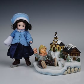 3pc Winter Figurines, Including Goebel Home for the Holidays