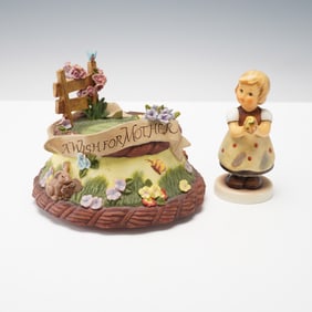 2pc Goebel Hummel Music Box and Figurine, A Wish for Mother