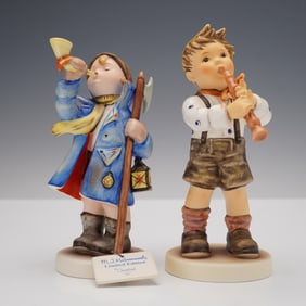 2pc Goebel M.I. Hummel Figurines, Hear Ye Hear Ye and Cheerful Tune