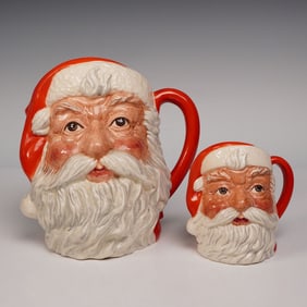 2pc Royal Doulton Character Jugs, Large and Small Santa Claus