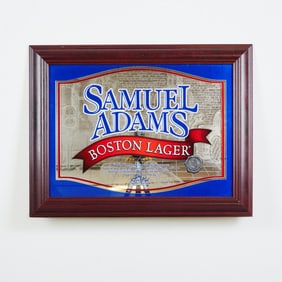 Samuel Adams Boston Lager Mirror Sign in Wooden Frame