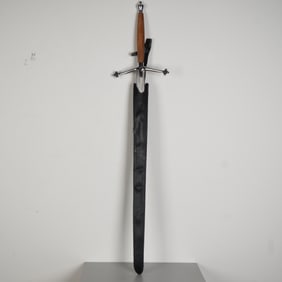 Pakistani-Made Two-Handed Sword with Scabbard