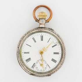 Swiss 12S 0.800 Silver Pocket Watch, Remontoir Cylindre 6 Rubis