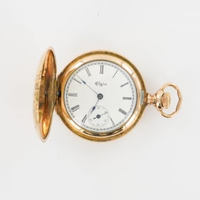 Elgin National Watch Co. Ladies 0S 14K Gold Filled HC Pocket Watch