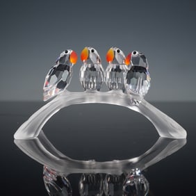 Swarovski Crystal Figurine, Baby Lovebirds