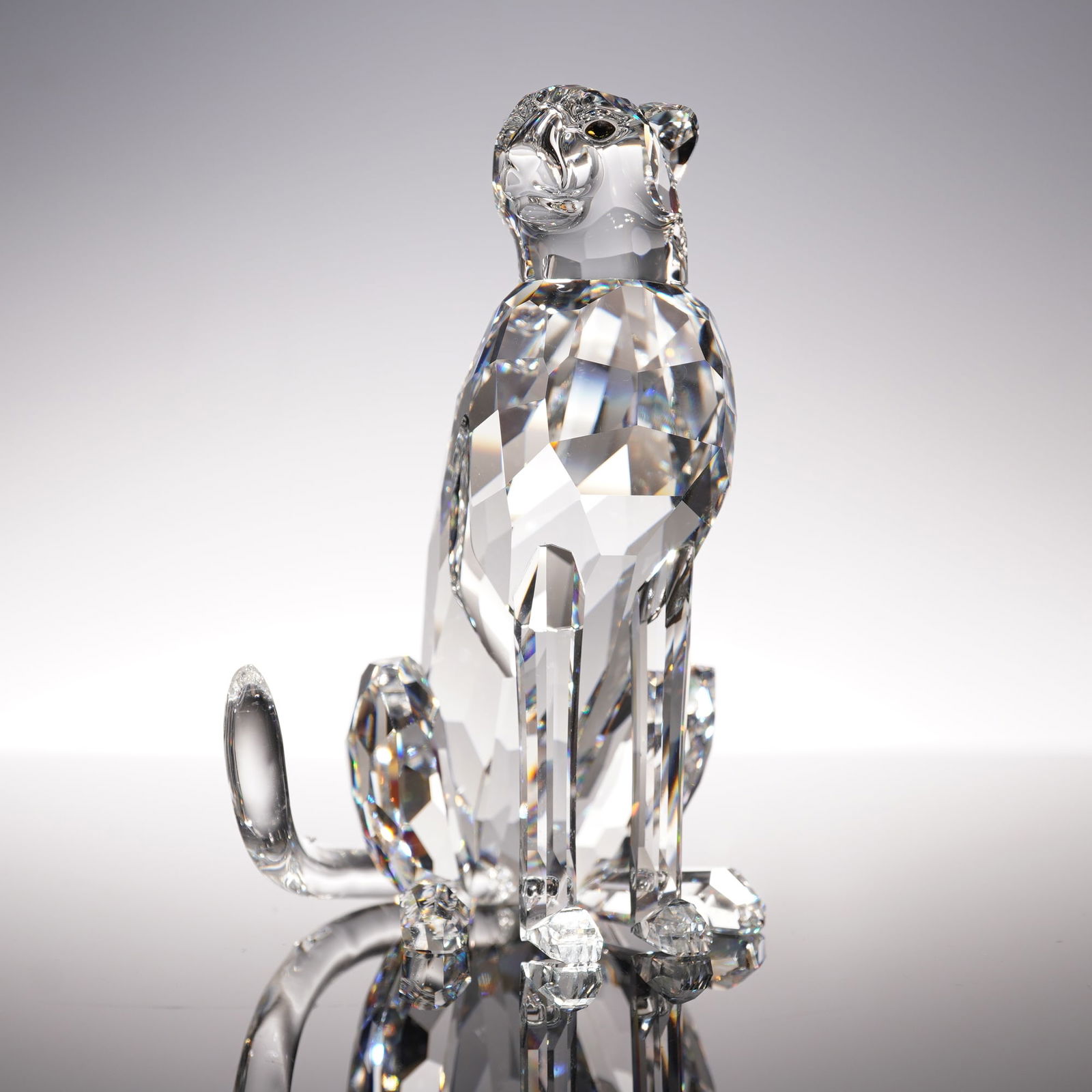 Swarovski Crystal Figurine, Cheetah High Tail Var.2, Signed (1 of 7)