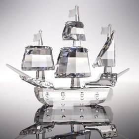 Swarovski Crystal Figurine, Santa Maria with Mirror Base, Signed