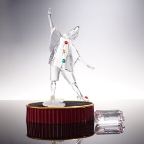 2pc Swarovski Masquerade Crystal Figurine & Plaque, Pierrot