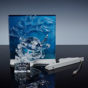 3pc Swarovski Crystal Annual Edition Eternity Display w/ LED Stand + Plaque