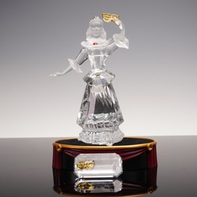 3pc Swarovski Crystal Figurine, Masquerade Columbine w/Base & Plaque