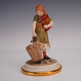 Sandro Maggioni Capodimonte Porcelain Figurine, Girl with Basket