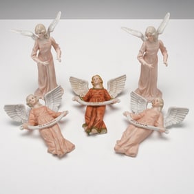 5pc Lefton Porcelain Angel Wall Figurines, The Christopher Collection