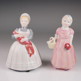 2pc Royal Doulton Figurine Grouping Tinkle Bell HN1677 and Rag Doll HN2142