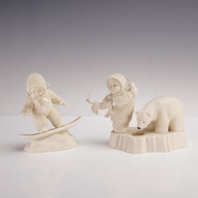 2pc Department 56 Snowbabies Figurines, Hooked on Fishing & In the Groove