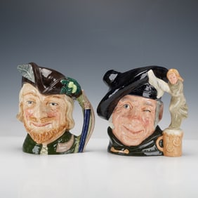 2pc Royal Doulton Character Jugs, Tam O'Shanter D6632 and Robin Hood D6527