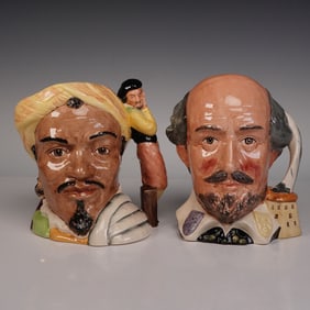 2pc Royal Doulton Large Character Jugs- Othello D6673 & Shakespeare D6689