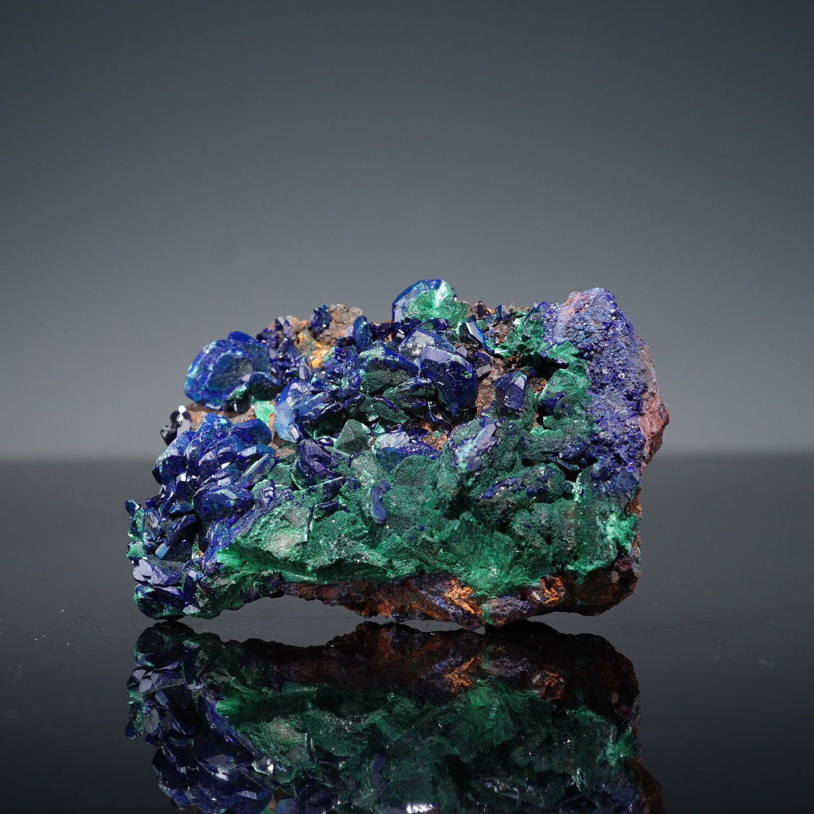 Azurite and Malachite Mineral Specimen on Iron Matrix (1 of 10)