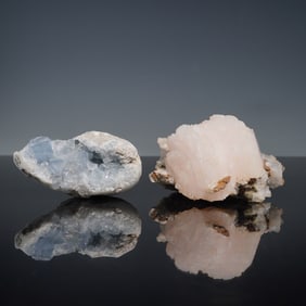 2pc Mineral Specimens, Apophyllite and Blue Celestite