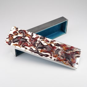 Cartier Handmade Sterling Silver Rectangular Box w/ Enameled Drips