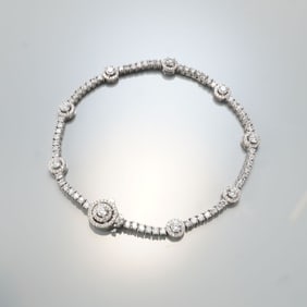 14K White Gold 3.04ctw Diamond Cluster Link Bracelet