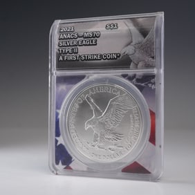 2021 American Silver Eagle Type 2 Dollar ANACS Graded MS 70