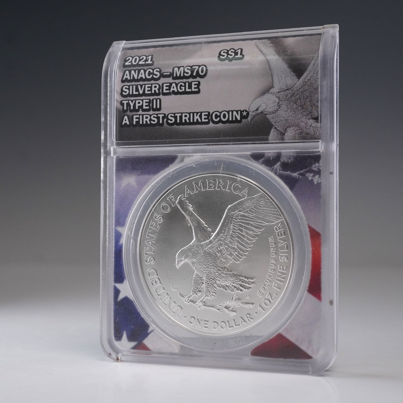 2021 American Silver Eagle Type 2 Dollar ANACS Graded MS 70 (1 of 4)