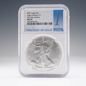2021 American Silver Eagle Type 2 First Day Issue $1 Coin NGC Graded MS70