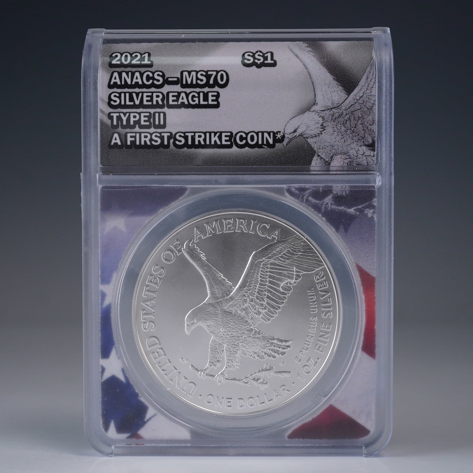 2021 Silver Eagle Dollar Coin, ANACS MS70 Type II First Strike (1 of 4)