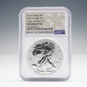 2021-S American Silver Eagle Type 2 $1 Coin NGC Graded Reverse PF70