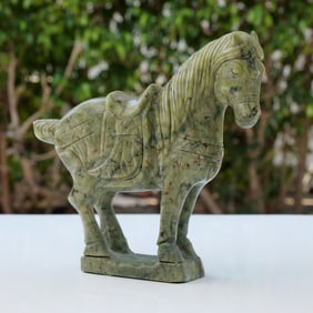 Chinese Carved Jade Tang Horse Sculpture