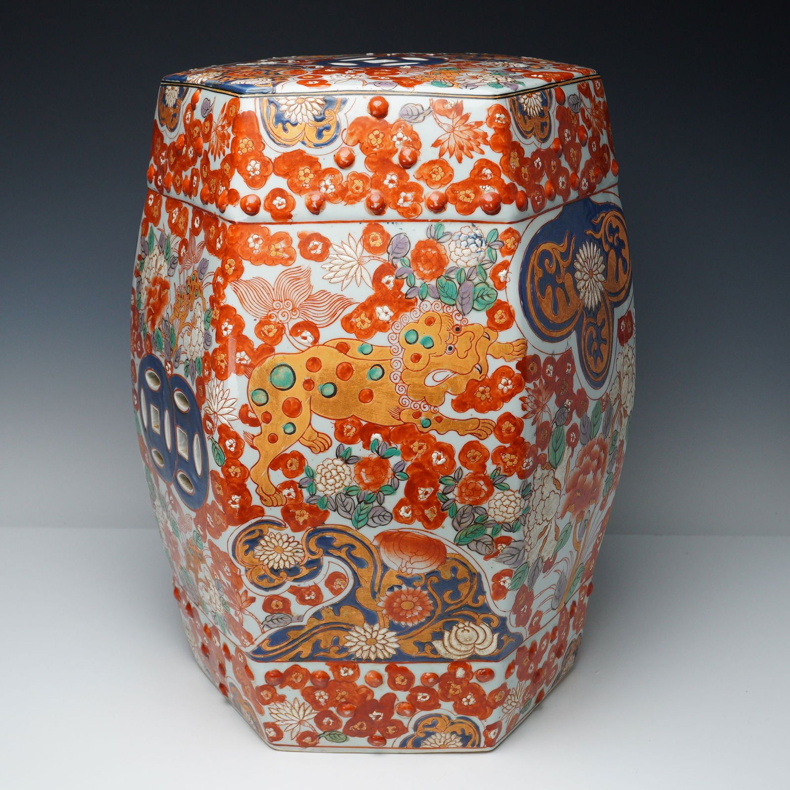 Chinese Export Imari Style Porcelain Temple Seat Garden Stool (1 of 8)