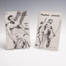 2pc Physique Pictorial Beefcake Magazines, Summer 1957 and 1958 Vol.8 No.1