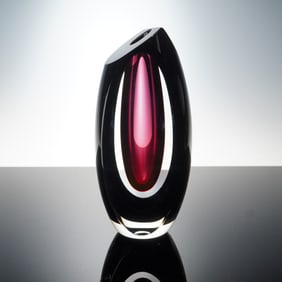 Modern Studio Art Glass Vase, Signed