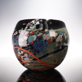 Art Glass Bowl by John Gerletti, Colorful Millefiori Design, Artist-Signed