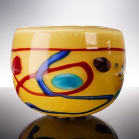 Modern Art Glass Bowl with Millefiori and Abstract Design