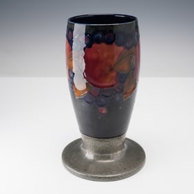 William Moorcroft Pottery Tudric Pewter Vase, Pomegranate