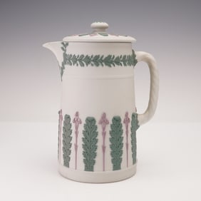 2pc Wedgwood Tricolor Jasperware Lidded Jug