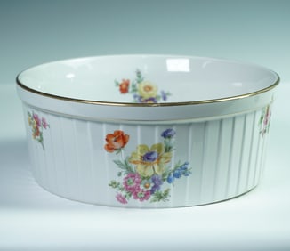 Golden Heirloom Floral Porcelain Bowl with Gilt Rim