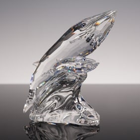 Swarovski Crystal Figurine, 1992 Annual Edition Whales -Care for Me, Signed
