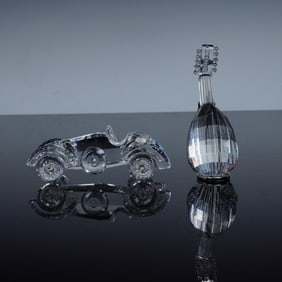 2pc Swarovski Crystal Figurines, Lute 169246, Old Timer Vintage Car 151753