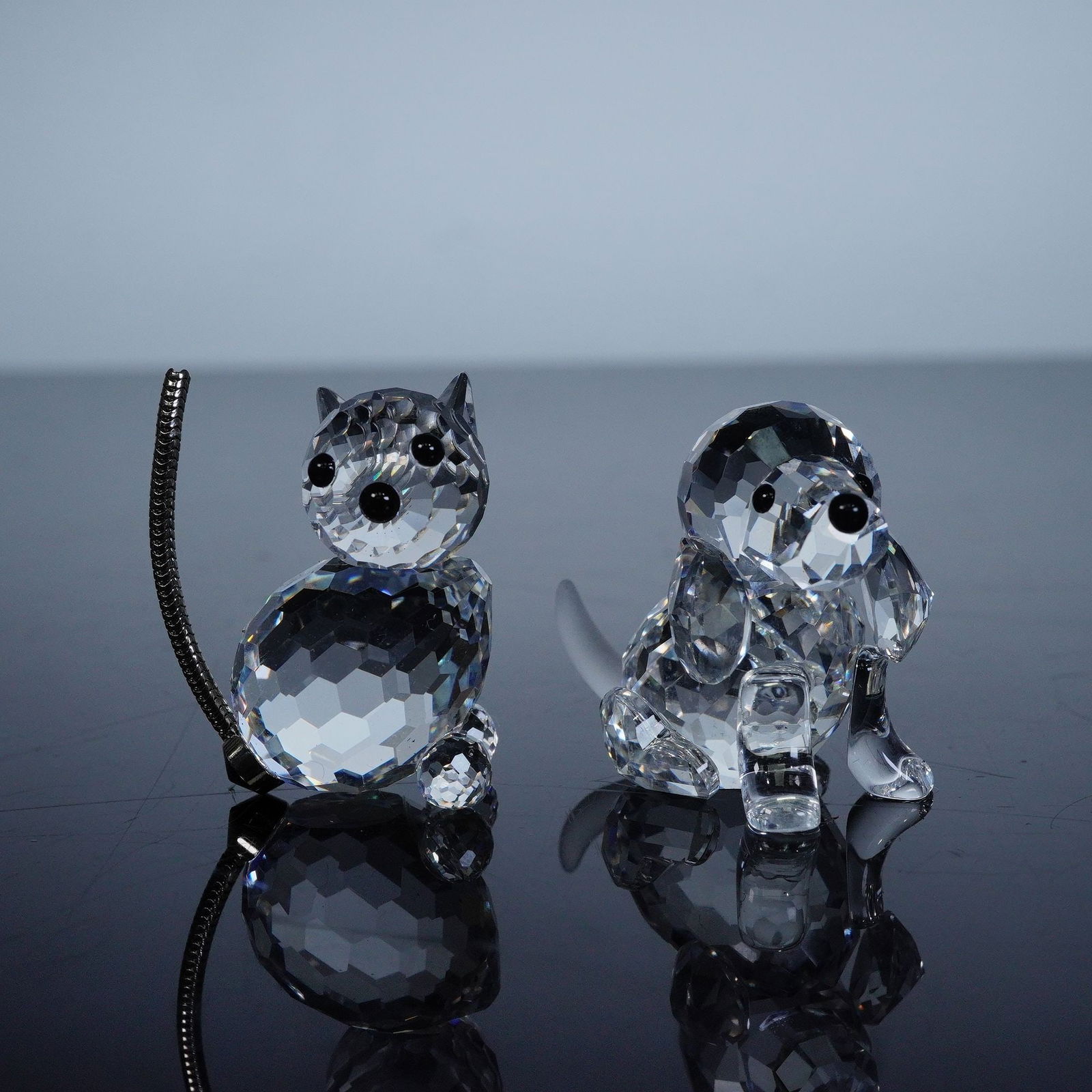 2pc Swarovski Crystal Miniature Figurines, Dog and Cat (1 of 5)