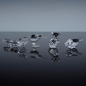 4pc Swarovski Crystal Figurines, Kiwi Bird, Koala Bear, Sparrow and Alligat