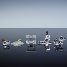 5pc Swarovski Crystal Figurines, Puppet, Kris Bear, High Heel, & Bells