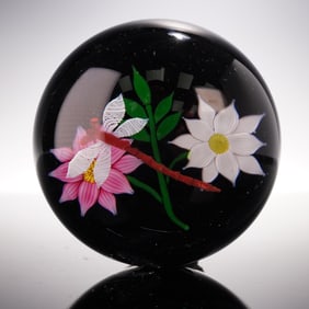 Caithness Crystal Paperweight Dragonfly and Flower Scotland