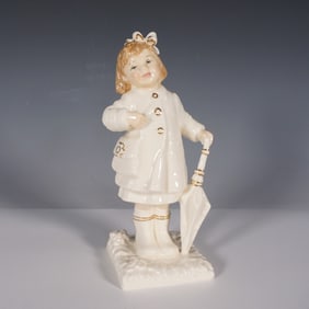 Royal Doulton Ivory and Gold Figurine, After The Rain HN4226