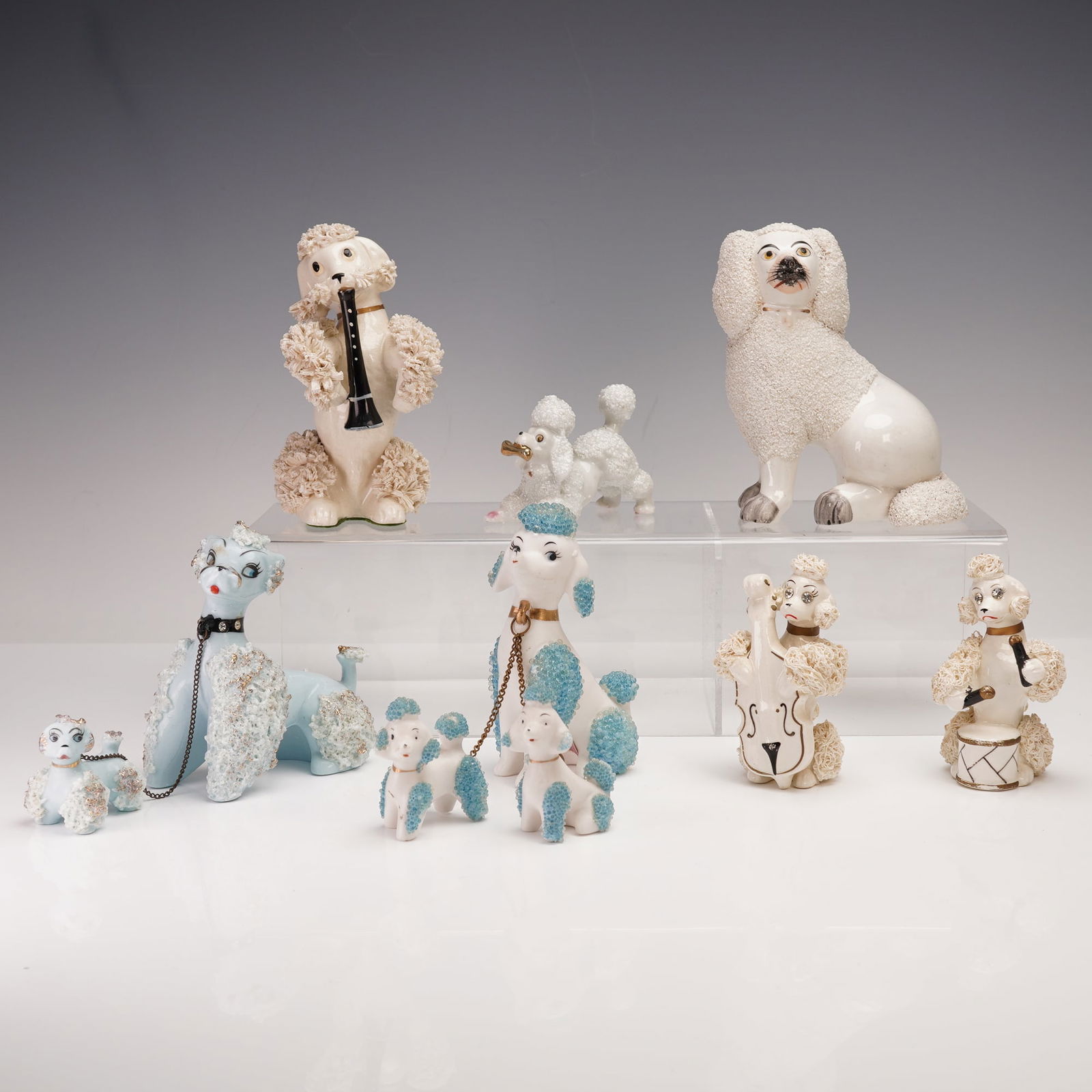 7pc Ceramic Spaghetti, Sugar, & Staffordshire Poodle Figurines (1 of 6)