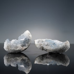 2pc Mineral Specimens, Celestite Geode with Sky Blue Crystals