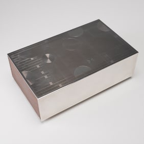 Frank Lloyd Wright Silver Plated Brass w/ Lacquered Walnut Tray Coonley Box