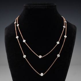 14K Two-Tone Gold 0.34ctw Diamond By The Yard Necklace