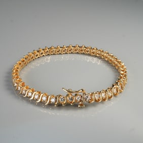 14K Yellow Gold 1.25ctw Diamond S-Link Bracelet